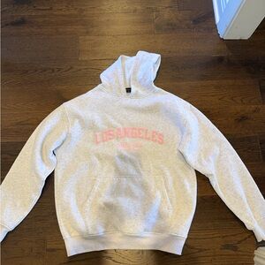 White Fox Boutique Gray Hoodie with Pink Logo